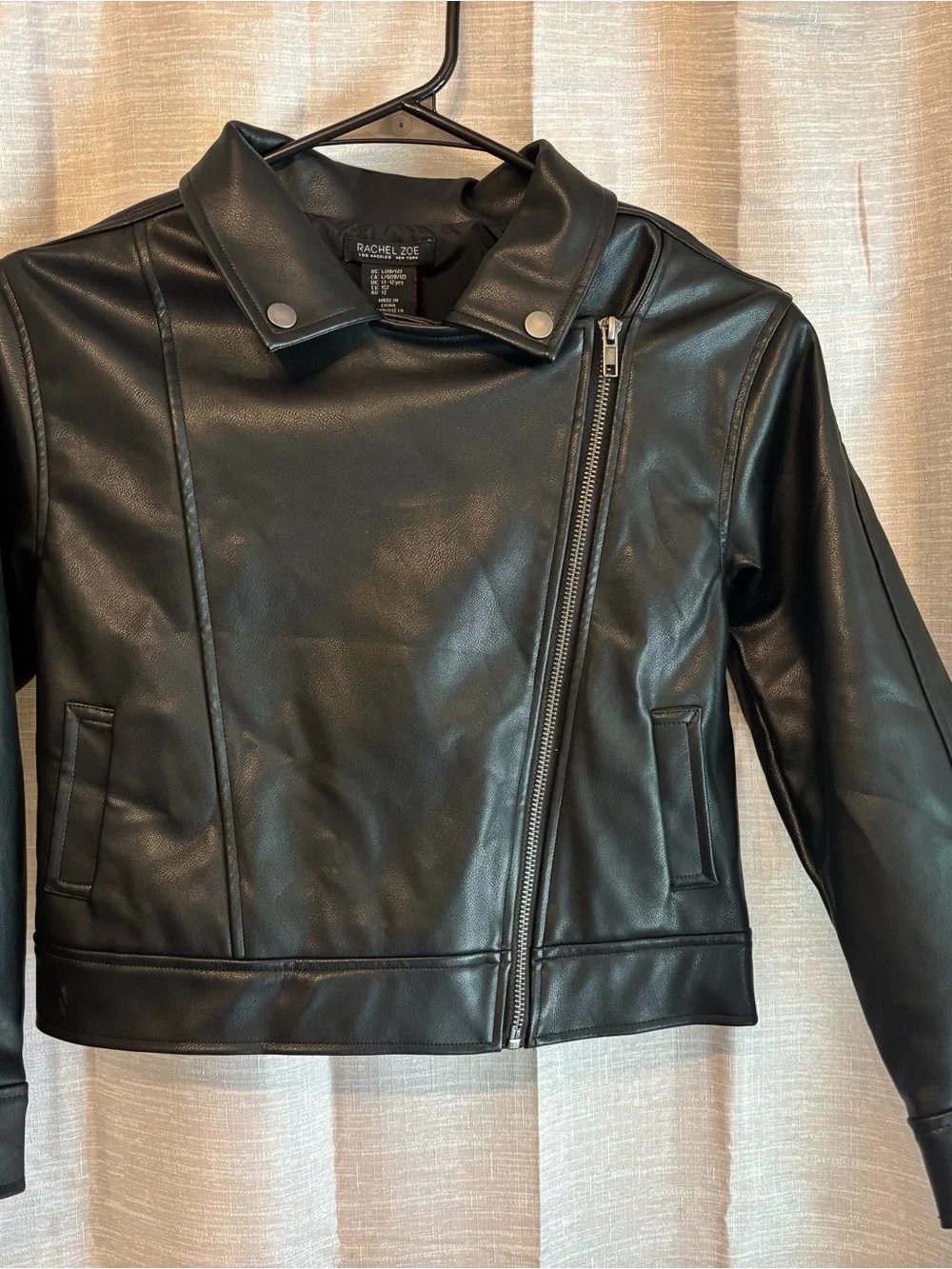 Rachel Zoe girls faux, leather motorcycle jacket